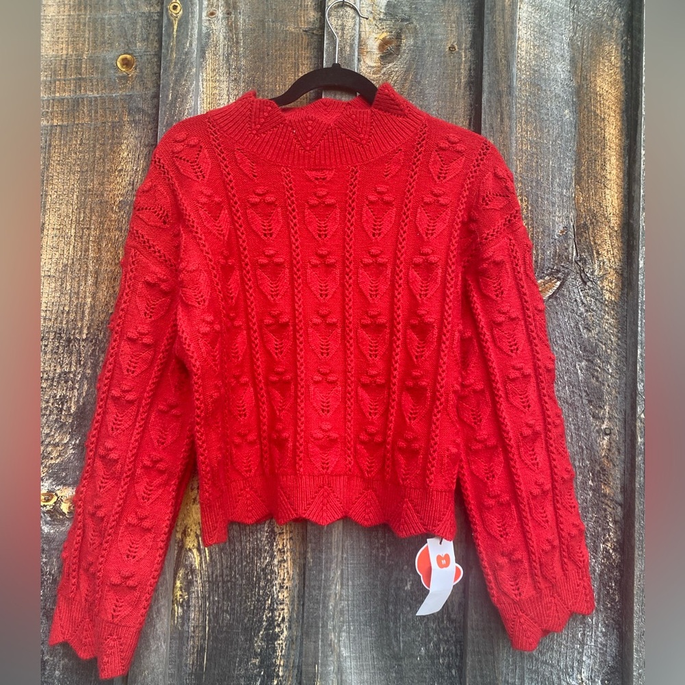 CIDER NWTs tractor textured high neck sweater red size M